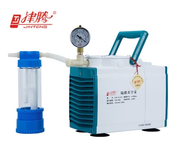 津腾(JINTENG)隔膜真空泵实验室抽气泵过滤泵抽滤泵无油泵隔膜泵 GM-0.33A防腐型(含截流瓶)